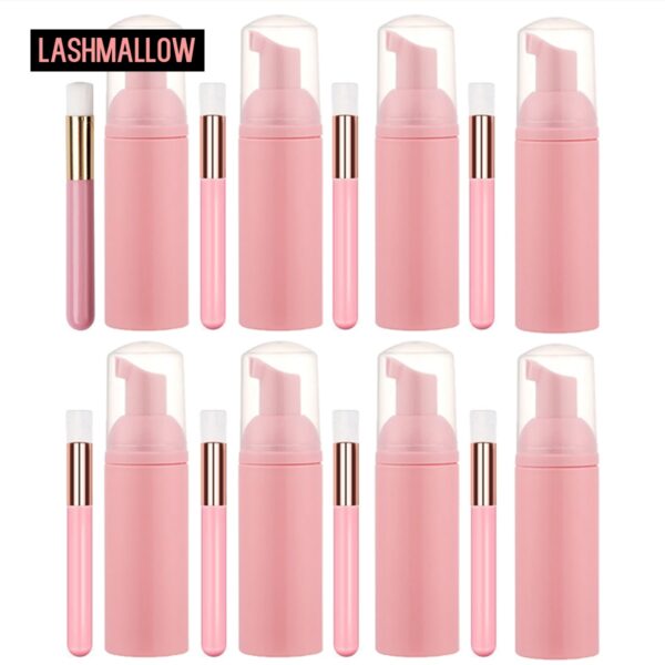 8 Set Eyelash Cleansing Mousse Shampoo 60ml Foam Cleanser with Brush for Lashes Extension Empty Logo Lash Accessories Wholesale