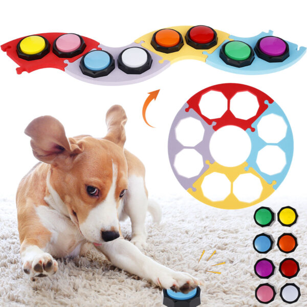 8Pcs Dog Talking Button with EVA Mat ABS Recordable Talking Buttons Free Stickers for Cat Dogs Pets Speech Training Toys