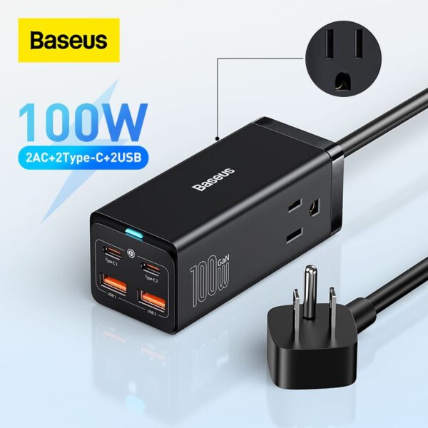 Baseus 100W GaN3 Pro Desktop Charger Power Strip Charging Station Fast Charger For iPhone 14 13 12 Pro Max Xiaomi Samsung Laptop