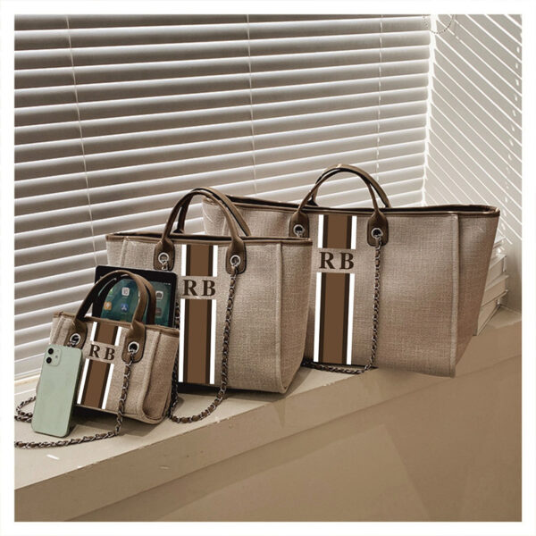 Personalized Monogrammed Canvas Travel Tote Bags, Custom striped with initials Mommy Medium Mini Shopping Jute Beach Tote Bag