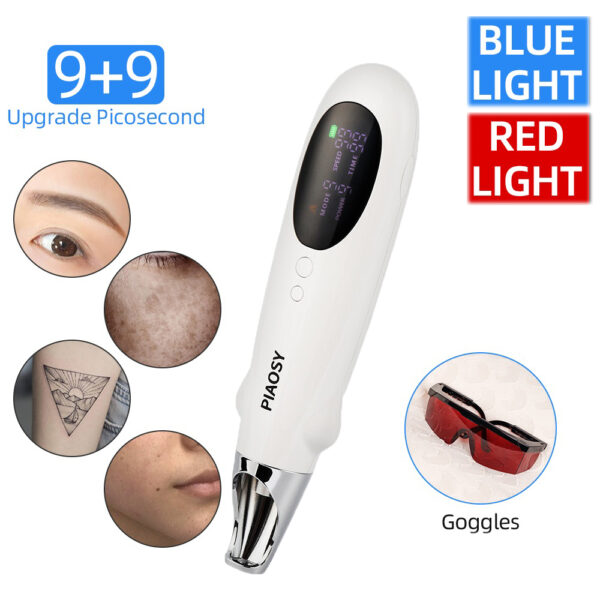 VIP 9 9 Laser Picosecond Pen Tattoo Freckle Removal Mole Dark Spot Scar Treatment Machine Pigment Remover Red Blue Laser Pen